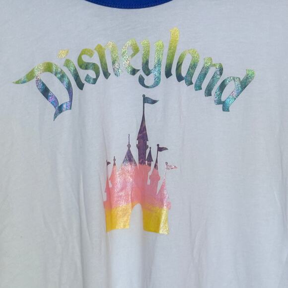 Disneyland Womans Size Large White Blue Crew Neck Short Sleeve T Shirt - Picture 6 of 9